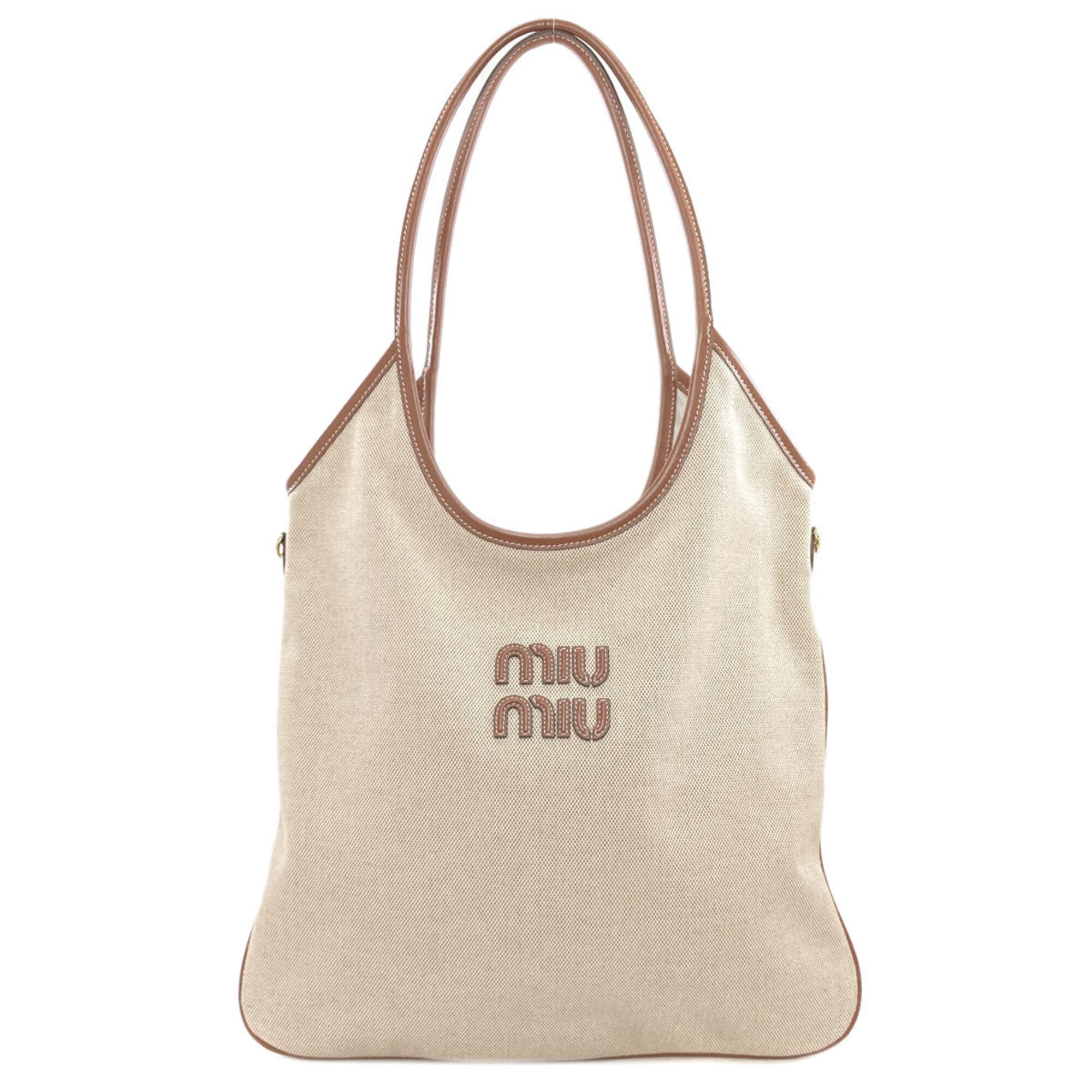 Miu Miu Miu Logo Tote Bag, Canvas, Women's